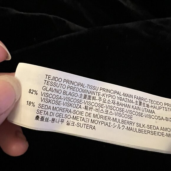 Zara Black Floral Embroidered Oversized Tunic Top Size S Small Boho Velvet LS - Picture 7 of 8